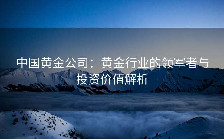 中国黄金公司：黄金行业的领军者与投资价值解析